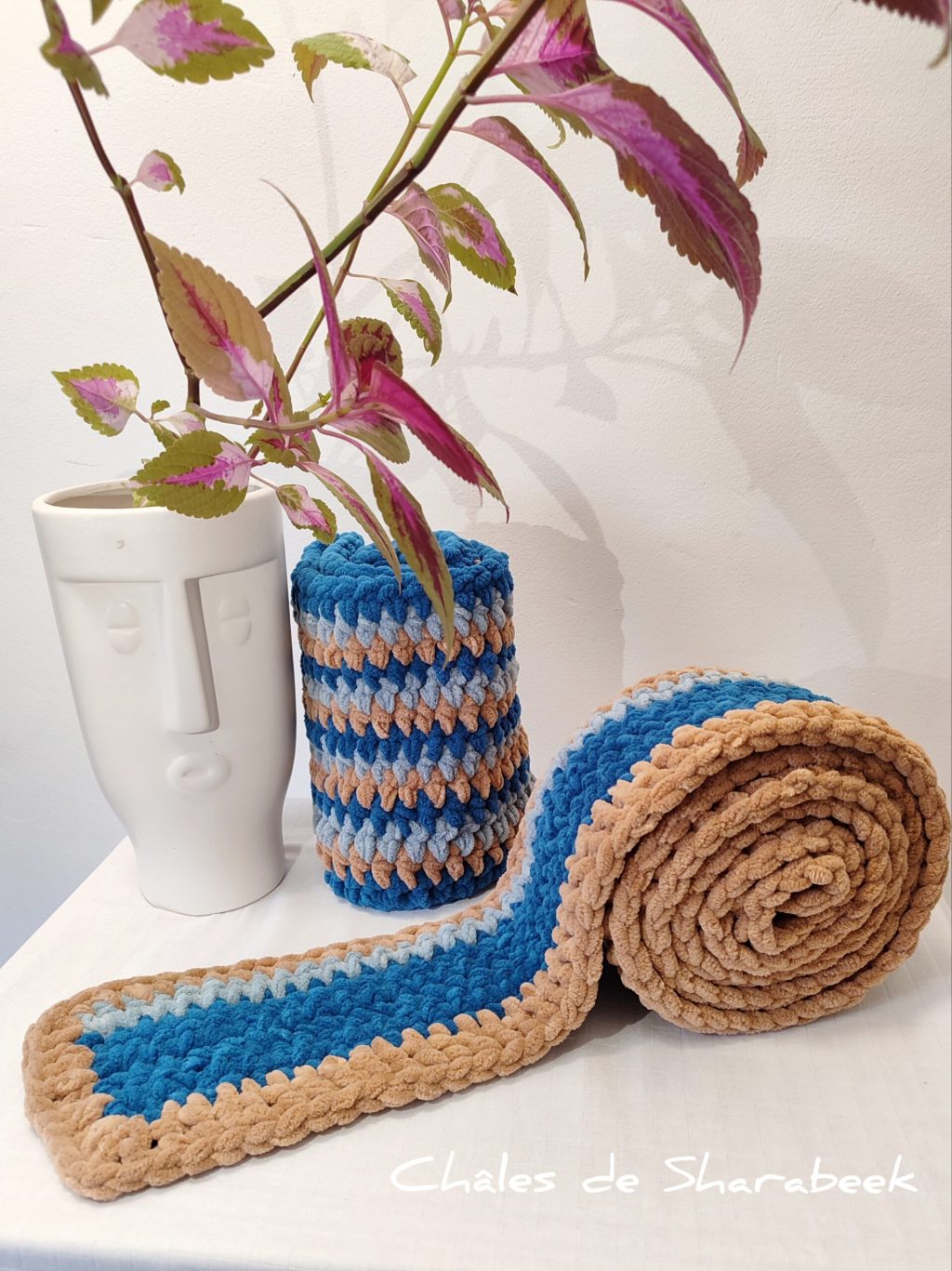 Châle unisexe .Bleu