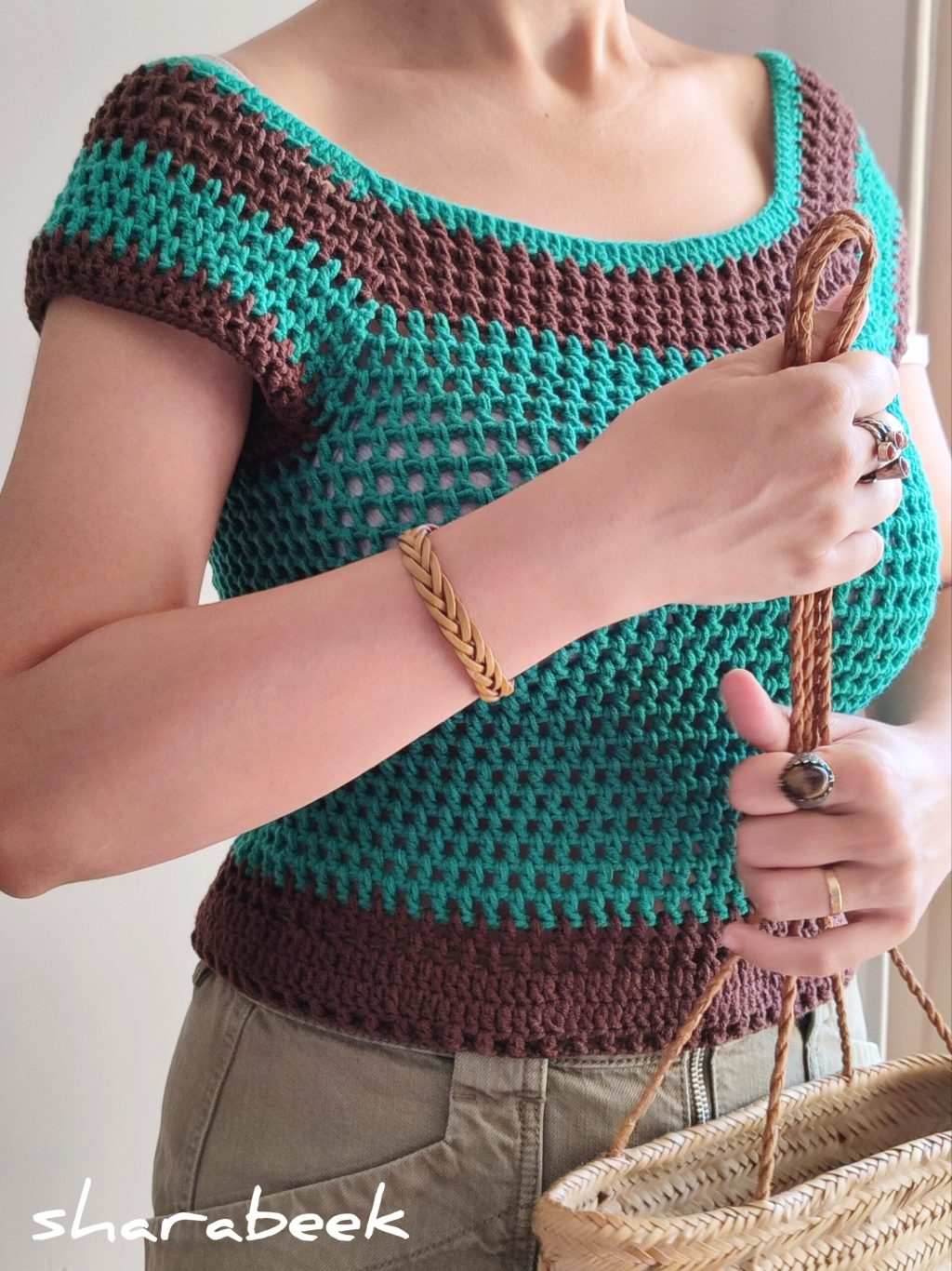 Top d’été . Vert et&nbsp;Marron