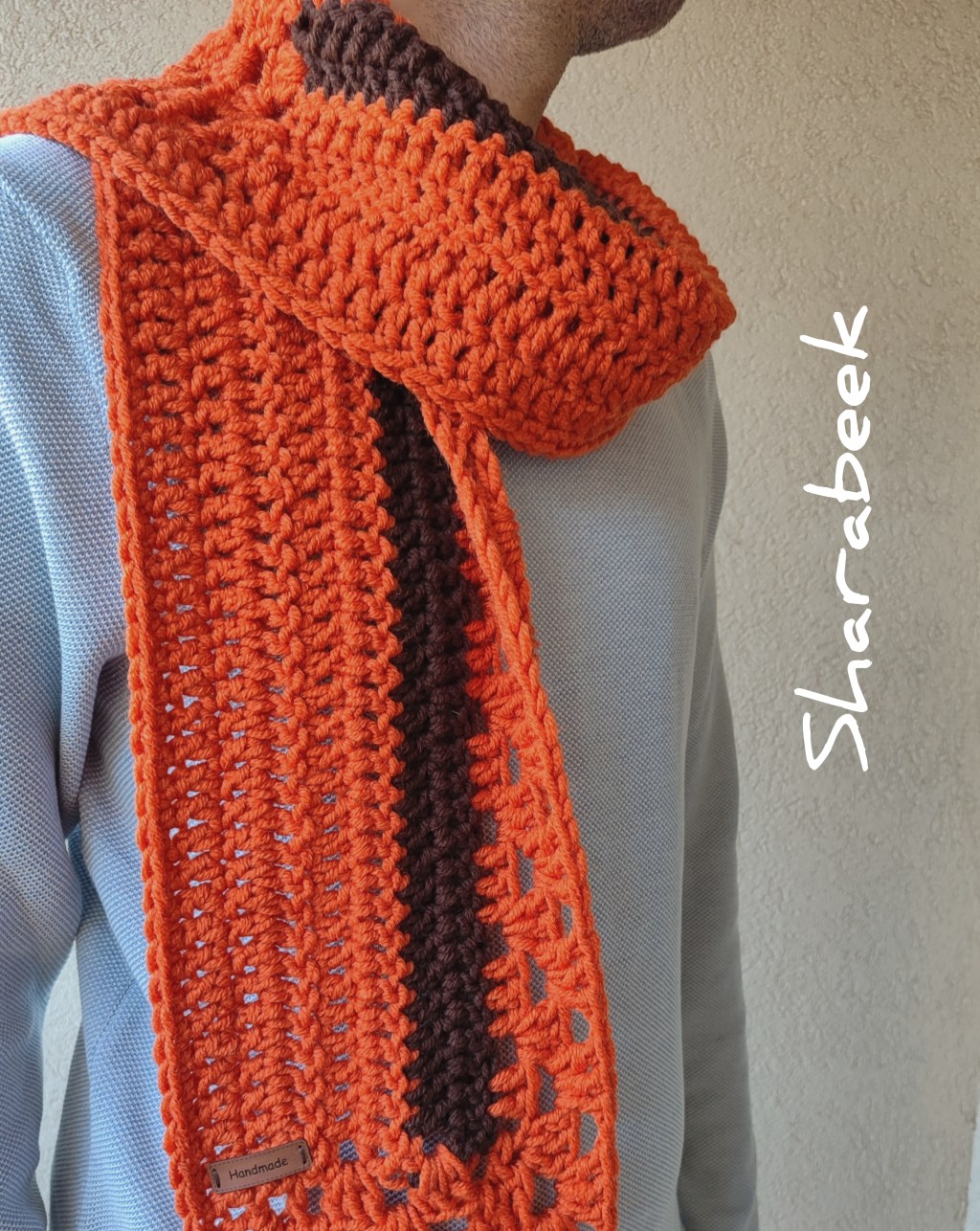 Châle viki. Orange et&nbsp;marron